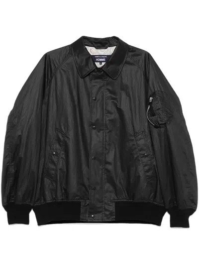 Comme Des Garçons Homme Deux Crinkled-finish Bomber Jacket In Schwarz
