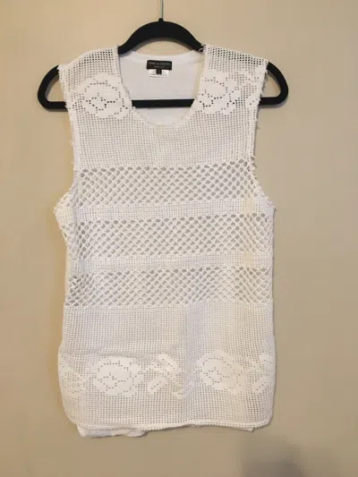 Pre-owned Comme Des Garçons Homme Deux Crochet Knit Vest In White