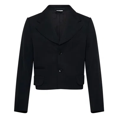 Comme Des Garçons Homme Deux Cropped Wool Boxy Jacket In Black