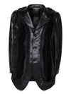 Comme Des Garçons Homme Deux Cut-out Detailed Buttoned Blazer In Black