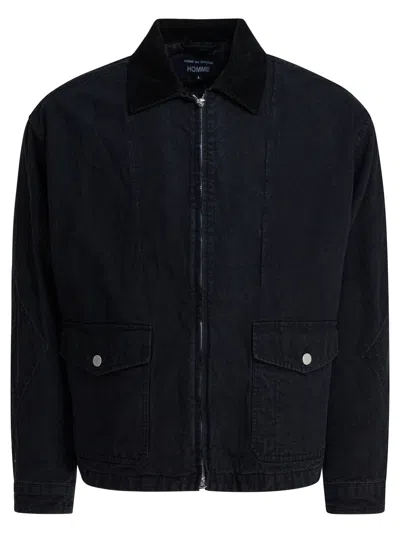 COMME DES GARÇONS HOMME DEUX DENIM JACKET WITH ZIPPER JACKETS AND COATS BLACK