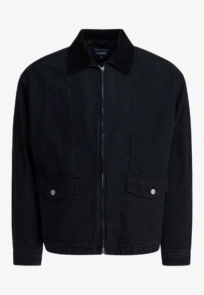 COMME DES GARÇONS HOMME DEUX DENIM ZIP-UP PANELED JACKET