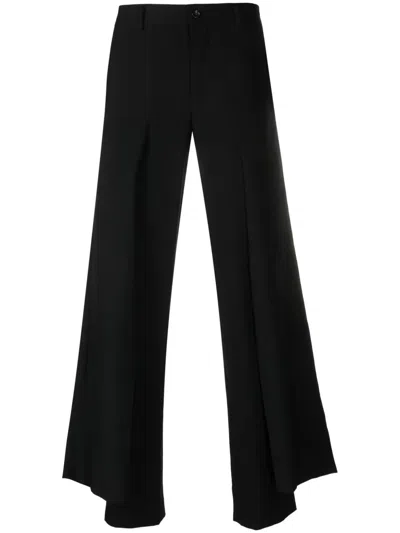 Comme Des Garçons Homme Deux Draped-panel Slim-fit Wool Trousers In Black
