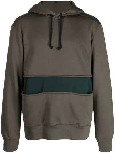 Comme Des Garçons Homme Deux Drawstring-hood Panelled Hoodie In Green