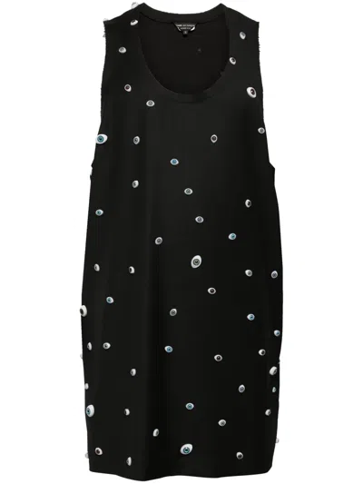 Comme Des Garçons Homme Deux Eye-appliqué Wool Tank Top In Black