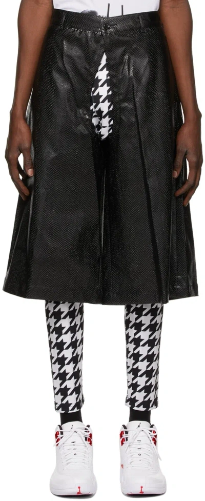 Comme Des Garçons Homme Deux Faux-leather Croc Cut-out Shorts In 1 Black