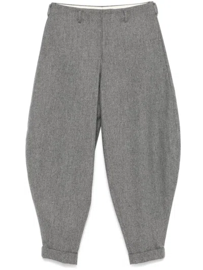Comme Des Garçons Homme Deux Felted-finish Trousers In Grey