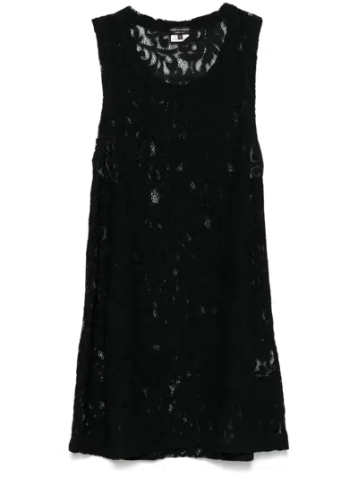 Comme Des Garçons Homme Deux Floral-lace Tank Top In Black