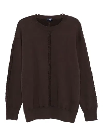 Comme Des Garçons Homme Deux Frayed-detail Panelled Sweatshirt In Brown