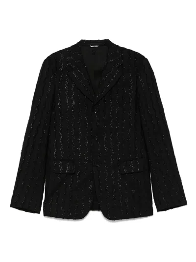 Comme Des Garçons Homme Deux Fringe-detail Blazer In Black