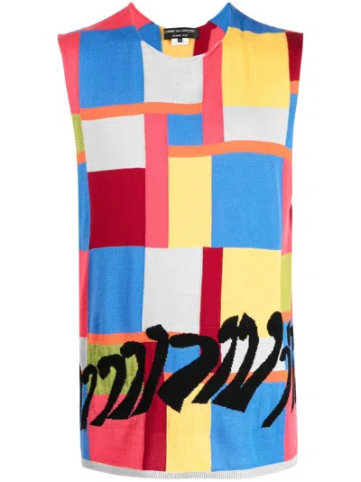 Comme Des Garçons Homme Deux Geometric-print Sleeveless Top In Multicolour
