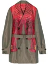 Comme Des Garçons Homme Deux Graphic-print Belted Coat In Green