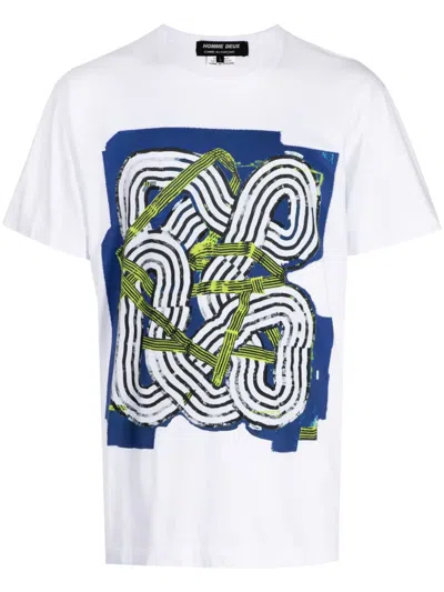 Comme Des Garçons Homme Deux Graphic-print Cotton T-shirt In White