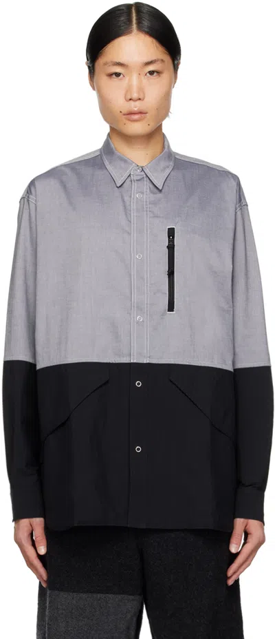 Comme Des Garçons Homme Deux Gray & Black Paneled Shirt In 1 Blk/wht X Black
