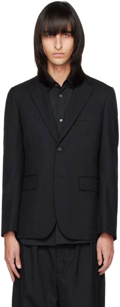 Comme Des Garçons Homme Deux Gray Chalk Stripe Blazer In 1 Chcl Gray X Nav