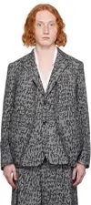 Comme Des Garçons Homme Deux Graphic-print Single-breasted Blazer In Blk/ntrl X Blk
