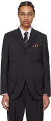 Comme Des Garçons Homme Deux Gray Pinstripe Blazer In 1 Charcoal Grey