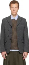 Comme Des Garçons Homme Deux Gray Tweed Herringbone Blazer In Gray