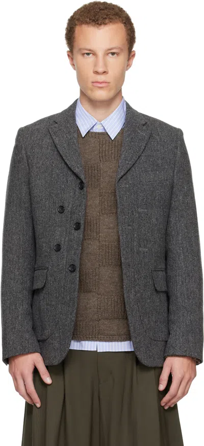 Comme Des Garçons Homme Deux Gray Tweed Herringbone Blazer