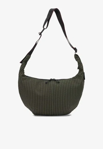 Comme Des Garçons Homme Deux Grid Check Crossbody Bag In Green
