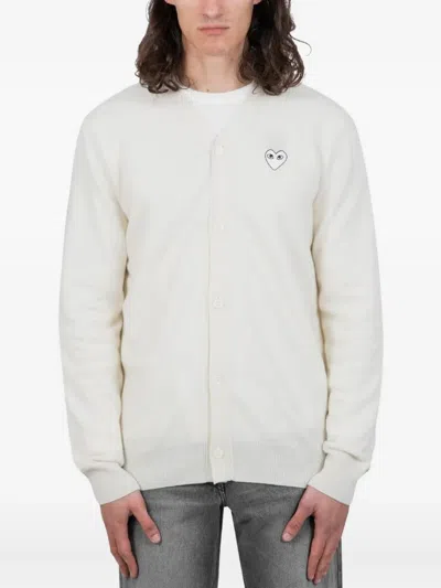 Comme Des Garçons Homme Deux Heart-patch Cardigan In Neutral
