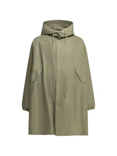 Comme Des Garçons Homme Deux Hooded Drawstring-waist Coat In Green