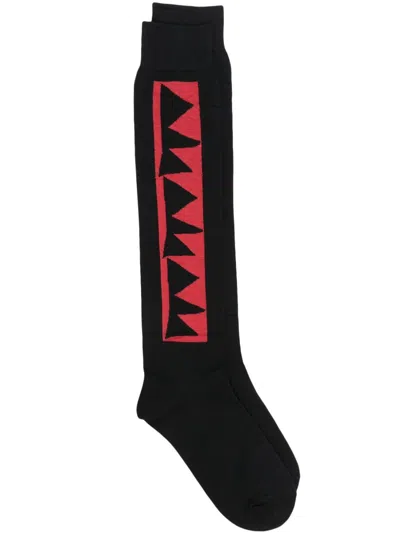 Comme Des Garçons Homme Deux Black Graphic Socks In 1 Black