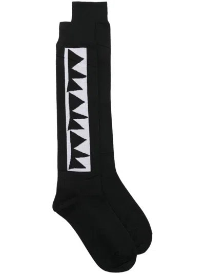 Comme Des Garçons Homme Deux Black Graphic Socks In 1 Black