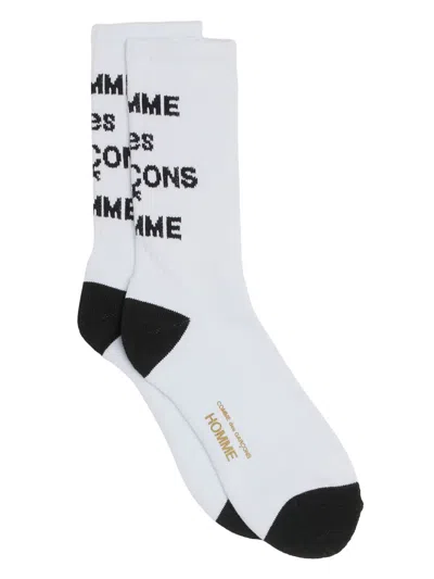 Comme Des Garçons Homme Deux Intarsia-logo Knitted Socks In White