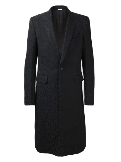 Comme Des Garçons Homme Deux Jacquard Coat In Black