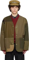 Comme Des Garçons Homme Deux Khaki Multi Fabric Mix Jacket In Khaki Mix
