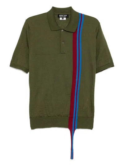 Comme Des Garçons Homme Deux Knitted Polo Shirt In Green