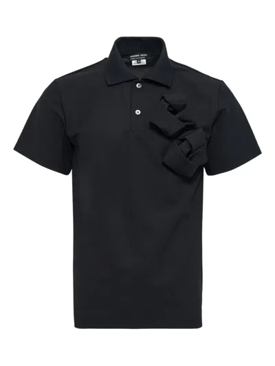 Comme Des Garçons Homme Deux Knotted Polo Shirt In Black