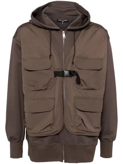 Comme Des Garçons Homme Deux Layered Hooded Jacket In Brown