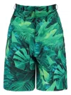 Comme Des Garçons Homme Deux Leaf-pattern Shorts In Green