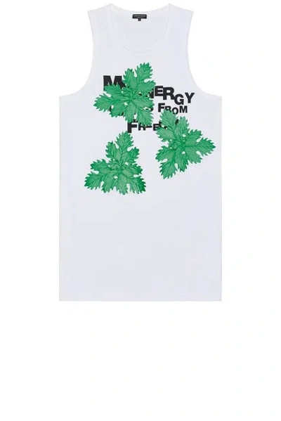 Comme Des Garçons Homme Deux Leaf Tank In White & Green