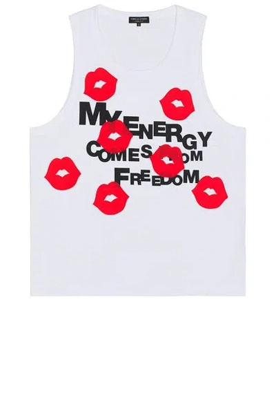 Comme Des Garçons Homme Deux Lip Tank In White & Red