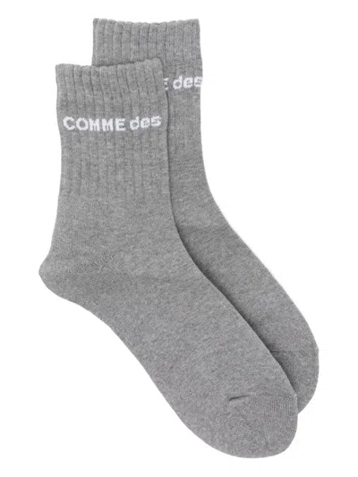 Comme Des Garçons Homme Deux Logo-detail Socks In Gray