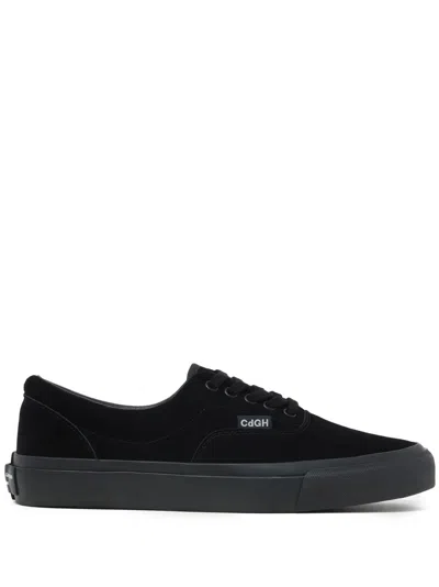 Comme Des Garçons Homme Deux Logo-embossed Suede Sneakers In Black