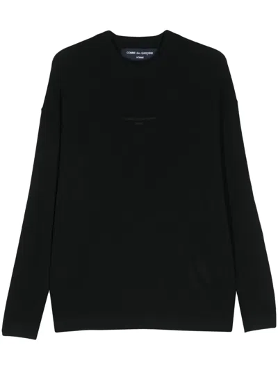 Comme Des Garçons Homme Deux Logo-embroidered Cotton Jumper In Black