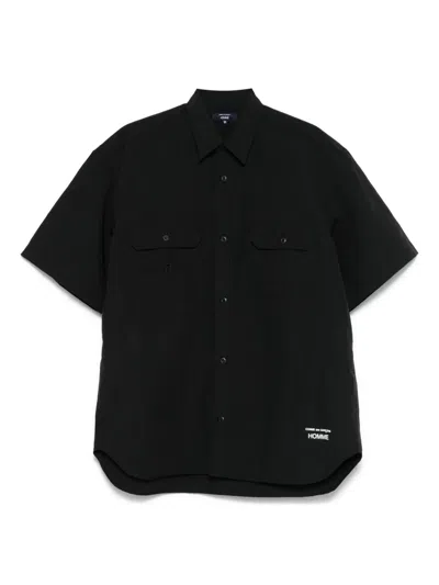 Comme Des Garçons Homme Deux Logo-embroidered Shirt In Black