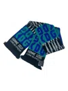 Comme Des Garçons Homme Deux Cdg Logo Fringed Scarf In Blue