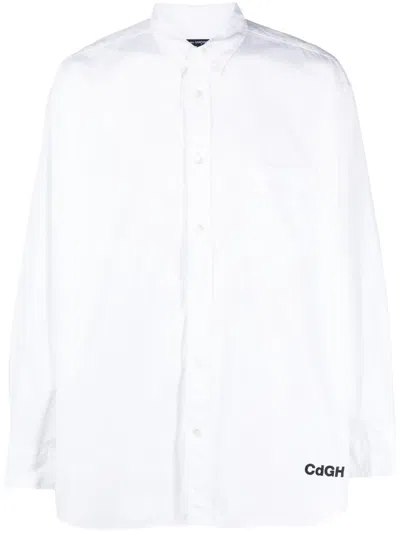 Comme Des Garçons Homme Deux Comme Des Garçons Homme Logo Embroidered Oversized Shirt In White
