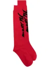 Comme Des Garçons Homme Deux Logo-print Cotton Socks In Red