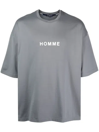 Comme Des Garçons Homme Deux Logo-print Cotton T-shirt In Grey