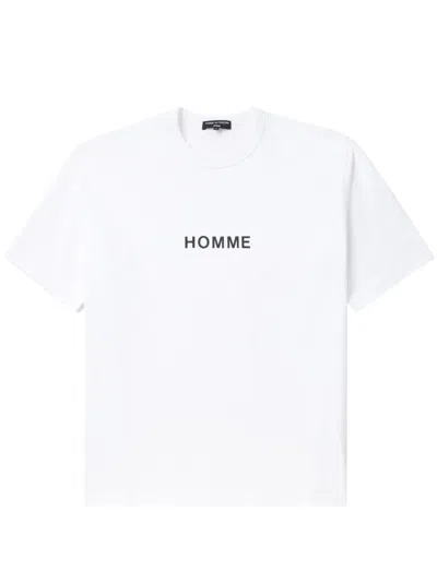 Comme Des Garçons Homme Deux Logo-print Cotton T-shirt In Weiss