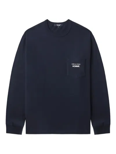 Comme Des Garçons Homme Deux Logo-print Patch-pocket T-shirt In Blue
