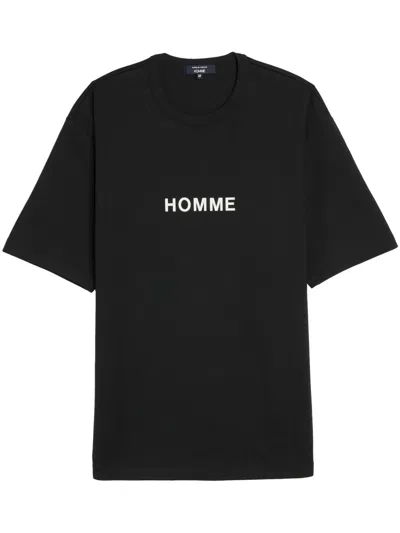Comme Des Garçons Homme Deux Homme-print Cotton T-shirt In Schwarz