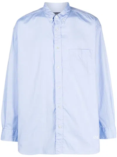 Comme Des Garçons Homme Deux Mix-print Long-sleeve Cotton Shirt In Blue