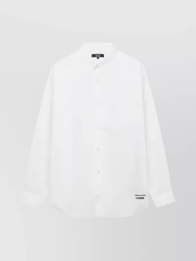 Comme Des Garçons Homme Deux Long Sleeve Cotton Shirt With Button-down Collar In White